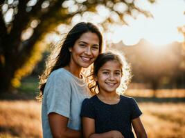 photo of happy family mother and daughter, generative AI