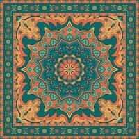 Colorful ornamental vector design for rug, tapis, yoga mat. Geometric ethnic clipart. Arabian ornamental carpet with decorative elements.Persian carpet