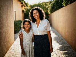 photo of happy family mother and daughter, generative AI