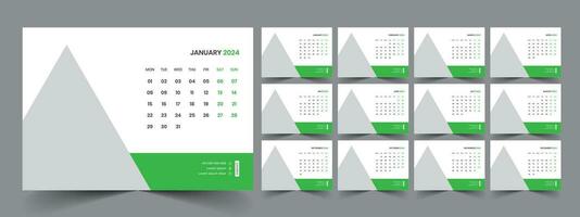 Calendar 2024 planner corporate template design set. Week starts on Monday. template for annual calendar 2024 vector