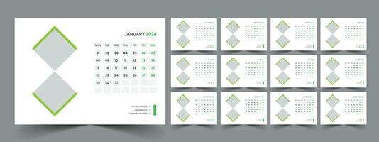 Calendar 2024 planner corporate template design set. Week starts on Monday. template for annual calendar 2024 vector