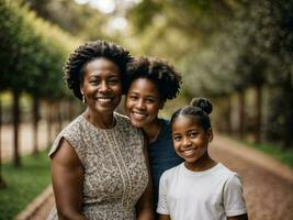 foto de contento familia negro madre y hija, generativo ai