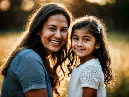 photo of happy family mother and daughter, generative AI