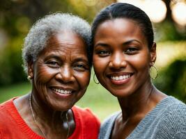 photo of black woman take care senior black woman at home, generative AI