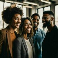 group of happy working people at the office, generative AI photo