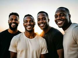 photo of group happy black strong man, generative AI