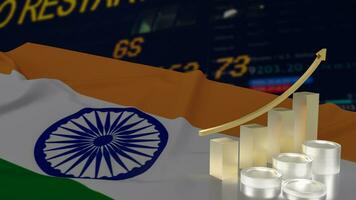 The Chart and India flag for Business concept 3d rendering photo