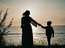 foto de contento familia madre y hijo, generativo ai