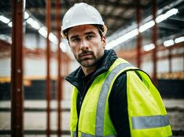 foto de hombre como un construcción trabajador con casco, generativo ai