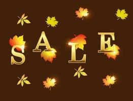 Rectangular bright sale banner with autumn leaf fall vector