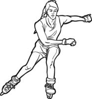 Rollerblade inline skates girl  running action vector