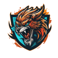 Gaming realistic mascot logo free png, Ai Generative png