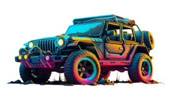 Realistic modified sports neon car for free, Ai Generative png