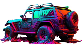 Realistic modified sports neon car for free, Ai Generative png