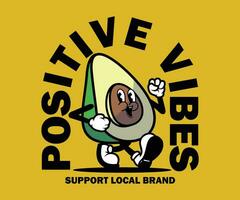 cartoon character of avocado Graphic Design for T shirt Street Wear and Urban Style vector