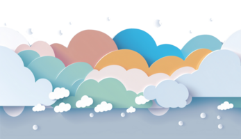 paper cut realistic cloudy background png for free. Ai Generative