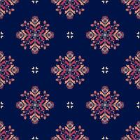 Geometric floral stitch pattern. Geometric floral stitch seamless pattern pixel art style. Embroidery floral pattern use for fabric, textile, home decoration elements, upholstery, wrapping, etc vector
