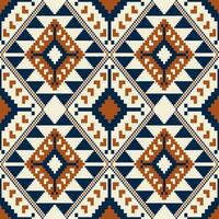 Aztec colorful geometric pattern. Aztec geometric shape seamless pattern cross stitch style. Ethnic geometric stitch pattern use for textile, wallpaper, cushion, carpet, rug, upholstery, etc vector