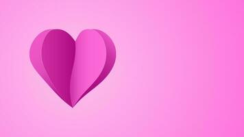 Pink heart paper art 3d design. Vector paper cut illustration