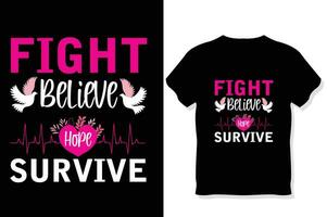 fight believe hope survive breast cancer awareness t shirt design vector