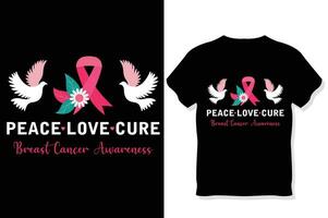 peace love cure breast cancer awareness t shirt design vector