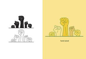 The vector illustration portrays a powerful image of a clenched fist, symbolizing protest and resistance, rendered in a compelling and expressive manner.