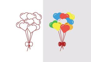 love ballon, vector icon illustration, for decoration needs in design, there are 2 options, outline and color, all you can use and easy to change