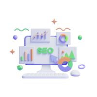 web analytics and seo marketing concept icon or 3d seo ranking analysis graph or seo graph png