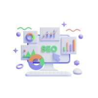 web analytics and seo marketing concept icon or 3d seo ranking analysis graph or seo graph png