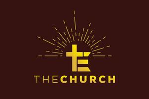 Trendy and Professional letter E church sign Christian and peaceful vector logo design