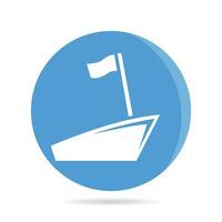 Embarcacion y barco en azul circulo botón vector