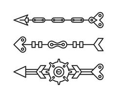 arrows weapon set line vector illustration