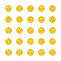 amarillo emoticono, emoji circulo cara conjunto vector