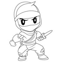 ninja coloring page for kids isolated clean and minimalistic playful ninja line artwork vector