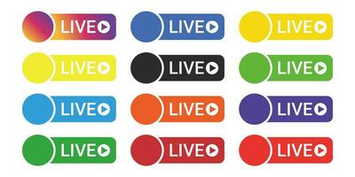 live streaming button badge collection vector