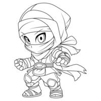 adorable ninja coloring page isolated clean and minimalistic simple line artwork coloring adventures for kids vector