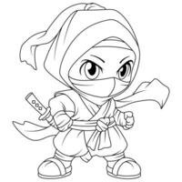 coloring adventures ninja coloring page for kids isolated clean and minimalistic line artwork vector