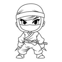 adorable ninja coloring page isolated clean and minimalistic simple line artwork kids friendly vector