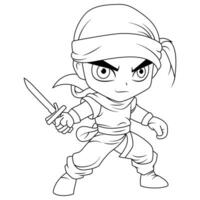 ninja coloring page is isolated clean and minimalistic simple line artwork and cute coloring for little ones vector
