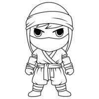 kids friendly ninja coloring page for kids isolated clean and minimalistic simple line artwork vector