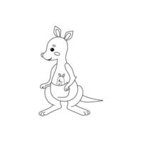 Vector a cute and funny coloring page of a kangaroo