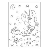 lobster coloring book pages for kids vector