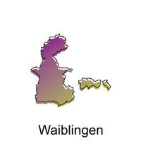 Map Of Waiblingen City Modern Simple Colorful with Outline, illustration vector design template