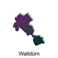 Map Of Walldrun City Modern Simple Colorful with Outline, illustration vector design template