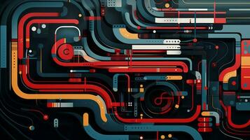 Abstract vector illustration, representing automated testing with dynamic shapes and vibrant colors photo