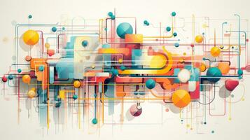Abstract vector illustration, representing automated testing with dynamic shapes and vibrant colors photo