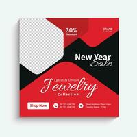 Jewelry social media instagram post banner or square flyer design vector