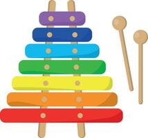 colorful xylophone and wooden sticks vector