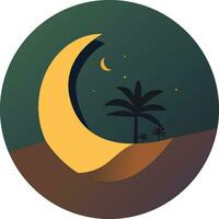 Palm Tree Moon  Palm tree night, vector