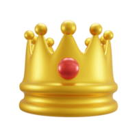 king or queen golden crowns 3d rendering icon with gems png